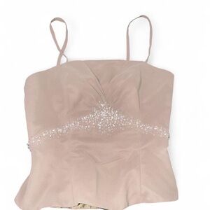 Elegant Women's Beige Top with Embellishments